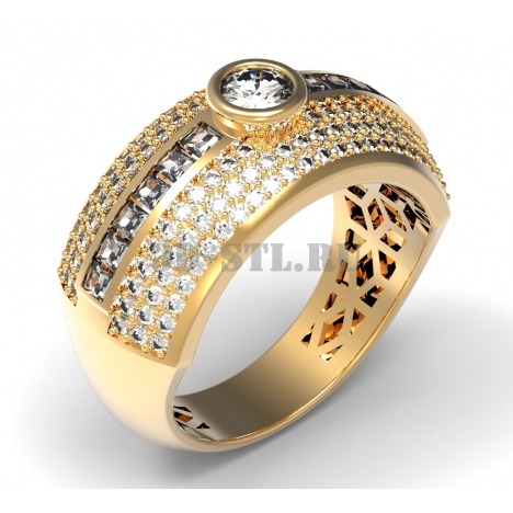 3D Ring with Stones #243 | 3D Model of a Jewelry Ring for Waxing (*.3dm)
