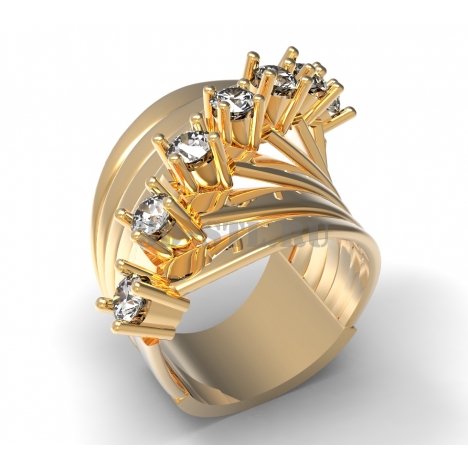 3D Ring with Stones #69 | 3D Model of a Jewelry Ring for Waxing (*.3dm)