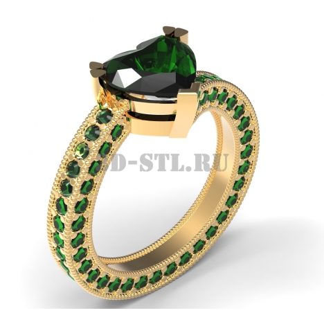 3D Ring with Stones #257 | 3D Model of a Jewelry Ring for Waxing (*.3dm)