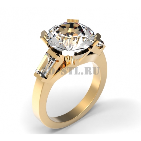 3D Ring with Stones #331 | 3D Model of a Jewelry Ring for Waxing (*.3dm)