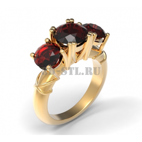 3D Ring with Stones #28 | 3D Model of a Jewelry Ring for Waxing (*.3dm)