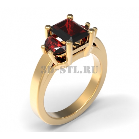 3D Ring with Stones #48 | 3D Model of a Jewelry Ring for Waxing (*.3dm)