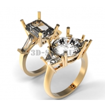 3D кольцо с камнями №410