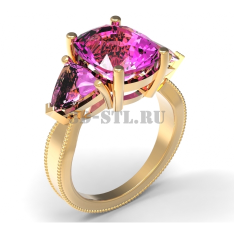 3D Ring with Stones #112 | 3D Model of a Jewelry Ring for Waxing (*.3dm)