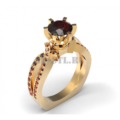 3D Ring with Stones #134 | 3D Model of a Jewelry Ring for Waxing (*.3dm)