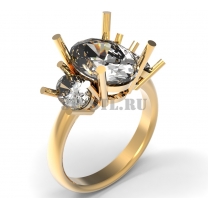 3D кольцо с камнями №413