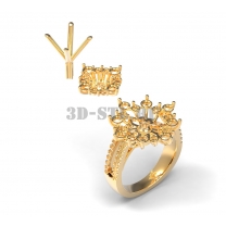 3D кольцо с камнями №93
