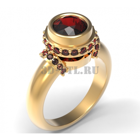 3D Ring with Stones #135 | 3D Model of a Jewelry Ring for Waxing (*.3dm)