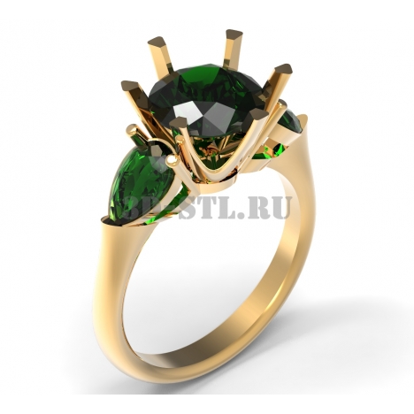 3D Ring with Stones #414 | 3D Model of a Jewelry Ring for Waxing (*.3dm)