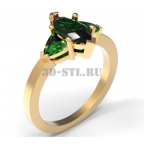 3D Ring with Stones No. 40 | 3D Model of a Jewelry Ring for Waxing (*.3dm)