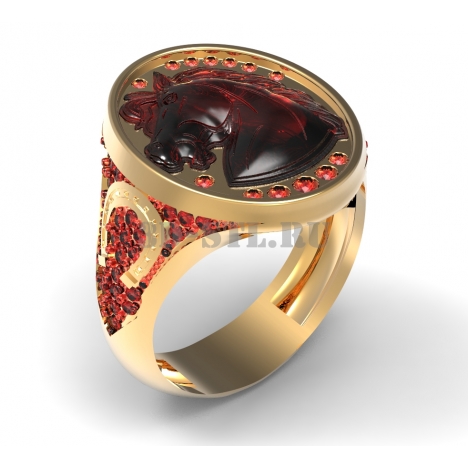 3D Ring with Stones #222 | 3D Model of a Jewelry Ring for Waxing (*.3dm)