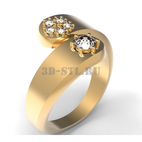 3D Ring with Stones #10 | 3D Model of a Jewelry Ring for Waxing (*.3dm)