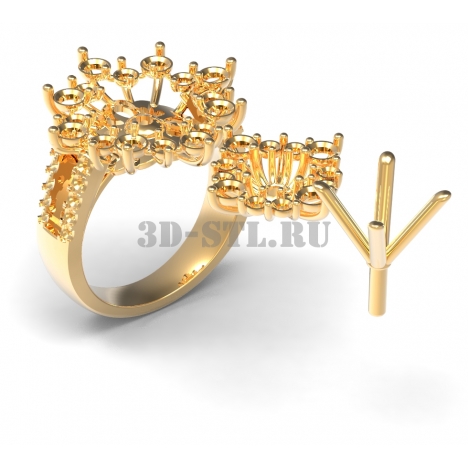 3D Ring with Stones #104 | 3D Model of a Jewelry Ring for Waxing (*.3dm)