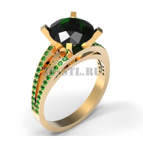 3D Ring with Stones #51 | 3D Model of a Jewelry Ring for Waxing (*.3dm)