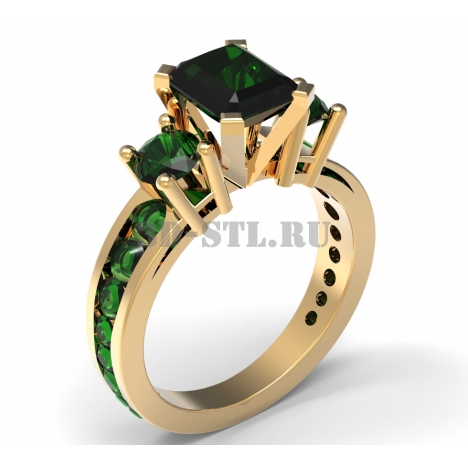3D Ring with Stones #115 | 3D Model of a Jewelry Ring for Waxing (*.3dm)