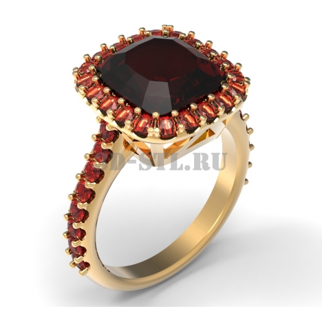 3D Ring with Stones #203 | 3D Model of a Jewelry Ring for Waxing (*.3dm)