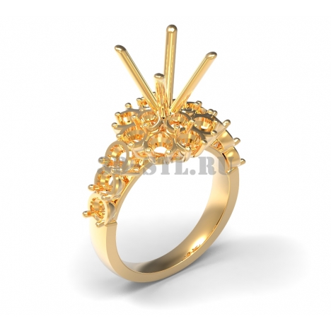 3D Ring with Stones #105 | 3D Model of a Jewelry Ring for Waxing (*.3dm)