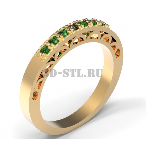 3D Ring with Stones #21 | 3D Model of a Jewelry Ring for Waxing (*.3dm)