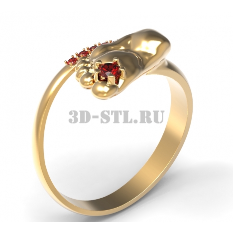 3D Ring with Stones #190 | 3D Model of a Jewelry Ring for Waxing (*.3dm)