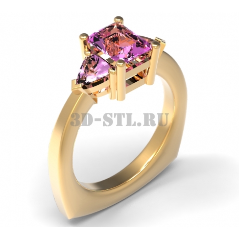 3D Ring with Stones #22 | 3D Model of a Jewelry Ring for Waxing (*.3dm)