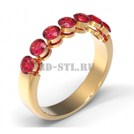 3D Ring with Stones #12 | 3D Model of a Jewelry Ring for Waxing (*.3dm)