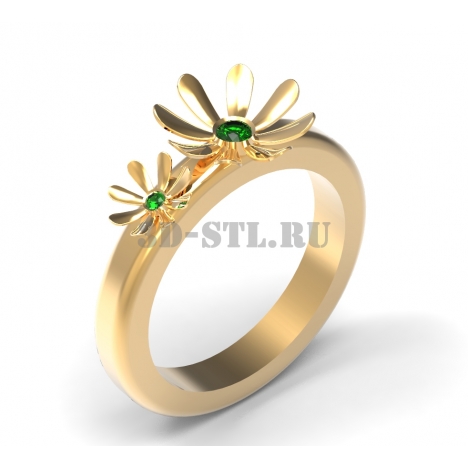3D Ring with Stones #401 | 3D Model of a Jewelry Ring for Waxing (*.3dm)