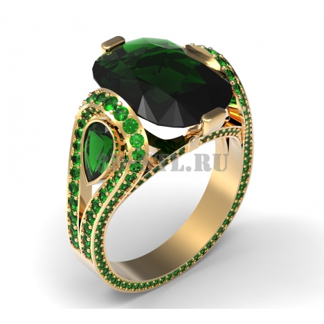 3D Ring with Stones #204 | 3D Model of a Jewelry Ring for Waxing (*.3dm)