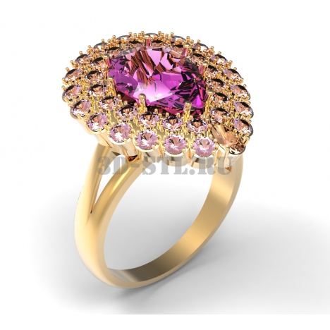 3D Ring with Stones #237 | 3D Model of a Jewelry Ring for Waxing (*.3dm)