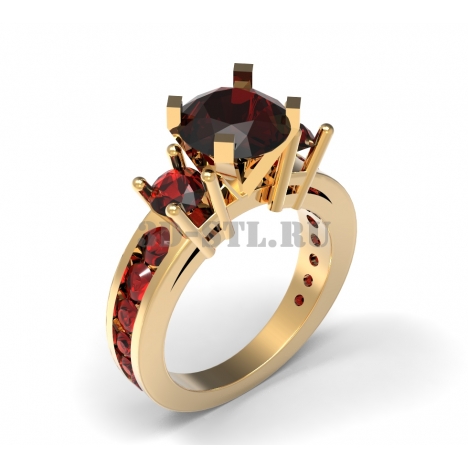 3D Ring with Stones #126 | 3D Model of a Jewelry Ring for Waxing (*.3dm)