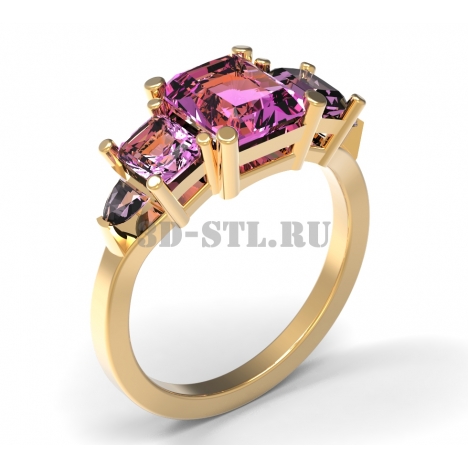 3D Ring with Stones #116 | 3D Model of a Jewelry Ring for Waxing (*.3dm)