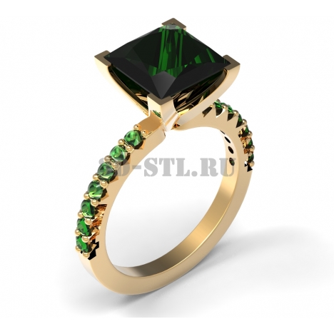 3D Ring with Stones #73 | 3D Model of a Jewelry Ring for Waxing (*.3dm)