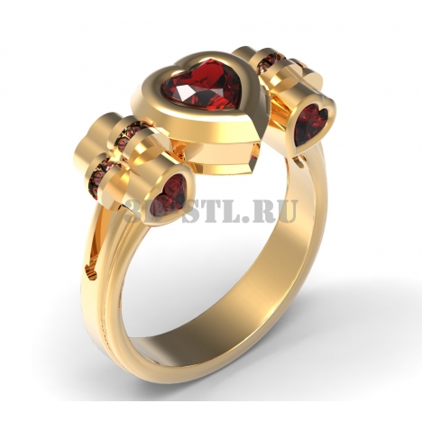 3D Ring with Stones #127 | 3D Model of a Jewelry Ring for Waxing (*.3dm)