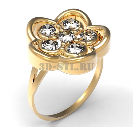 3D Ring with Stones #215 | 3D Model of a Jewelry Ring for Waxing (*.3dm)