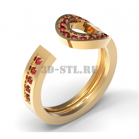 3D Ring with Stones #86 | 3D Model of a Jewelry Ring for Waxing (*.3dm)