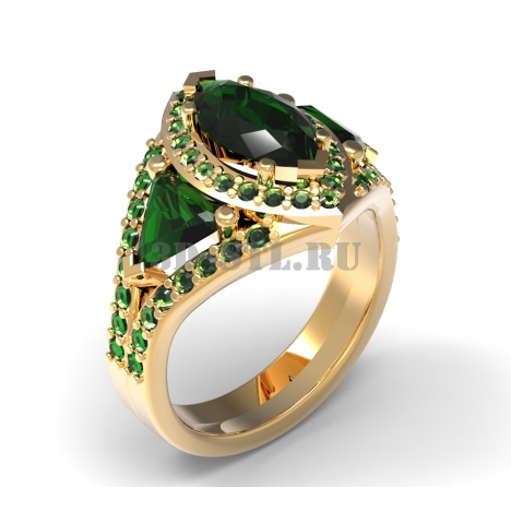 3D Ring with Stones #138 | 3D Model of a Jewelry Ring for Waxing (*.3dm)