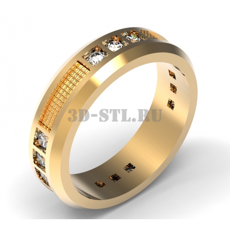 3D Ring with Stones #228 | 3D Model of a Jewelry Ring for Waxing (*.3dm)