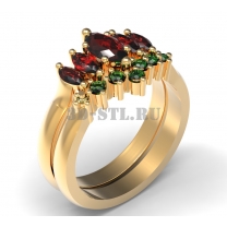 3D ring with stones No. 139