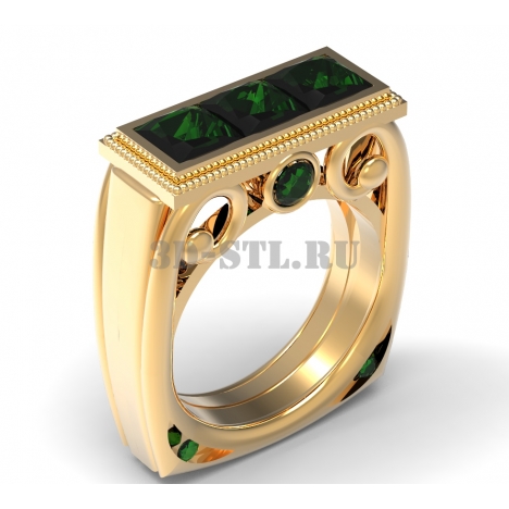 3D Ring with Stones #118 | 3D Model of a Jewelry Ring for Waxing (*.3dm)