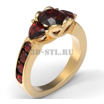 3D кольцо с камнями №160