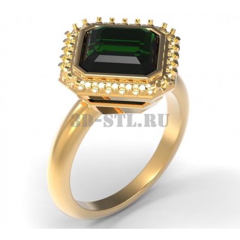 3D Ring with Stones #128 | 3D Model of a Jewelry Ring for Waxing (*.3dm)