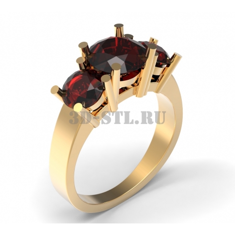 3D Ring with Stones #54 | 3D Model of a Jewelry Ring for Waxing (*.3dm)