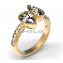 3D кольцо с камнями №181
