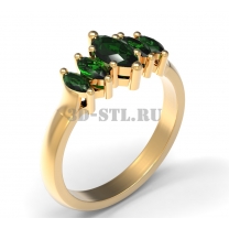 3D кольцо с камнями №307