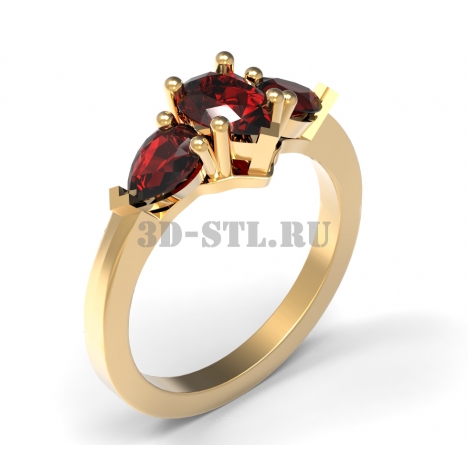 3D Ring with Stones #35 | 3D Model of a Jewelry Ring for Waxing (*.3dm)