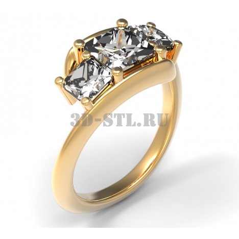 3D Ring with Stones #172 | 3D Model of a Jewelry Ring for Waxing (*.3dm)