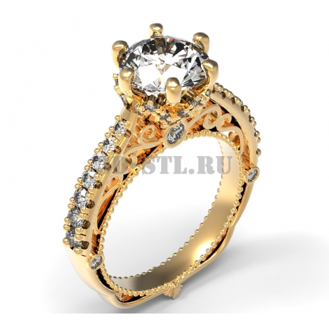 3D Ring with Stones #183 | 3D Model of a Jewelry Ring for Waxing (*.3dm)