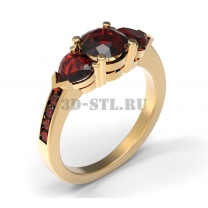 3D кольцо с камнями №162