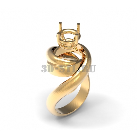 3D Ring with Stone #36 | 3D Model of a Jewelry Ring for Waxing (*.3dm)