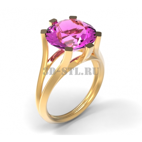 3D Ring with Stone No. 25 | 3D Model of a Jewelry Ring for Waxing (*.3dm)