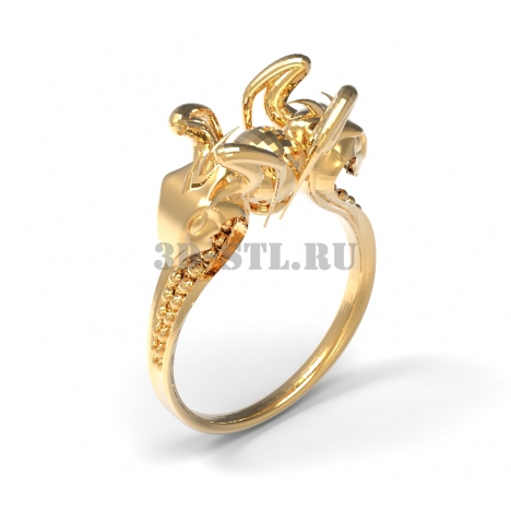 3D Ring with Stone #141 | 3D Model of a Jewelry Ring for Waxing (*.3dm)